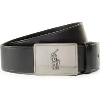 Ralph Lauren för män. 405691693001 Läderbälte med spänne med svart hästplakett (34), Casual, Klassisk, Hud