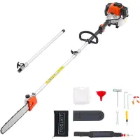 Vevor Bensindriven stångsåg, 52CC 2-takts bensindriven stångsåg med 35,6 cm skärsvärd, sladdlös trädtrimmer med 850 ml bränsletank, 2,2 till 2,94 m utdragbar, kraftfull motorsåg för trädbeskärning