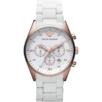 Giorgio Armani Emporio Sportivo Herrklocka Kronograf Vit urtavla Länkarmband AR5919