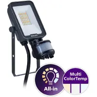 Philips LED-strålkastare Philips Ledinaire med sensor BVP167 1200 lm 830-840-865 10W IP65 symmetrisk