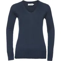 Russell athletic Russell Collection Ladies/Womens V-ringad stickad tröja med V-ringning (Franska flottan)