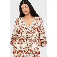 Gisela Palm Print Kimono Med 3/4-ärm