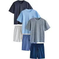 Next Pyjamas kort marinblå / ljusblå / mörkblå / gråmelerad