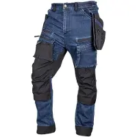 Neo Jeansarbetsbyxor med Cordura-förstärkningar, avtagbara benfickor/lårlapps, mörkblå, stl XS
