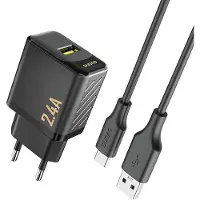 Dudao A23TEU adapter 12W 1x USB-A (1 m USB-A till USB-C-kabel ingår) svart