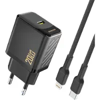 Dudao A26LEU adapter 20W 1×USB-C (1 m USB-C till Lightning) svart