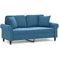vidaXL 2-sitssoffa med prydnadskuddar blå 140 cm sammet