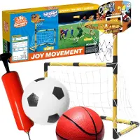 Woopie 2-i-1 basketset och fotbollsmål + bollar och pump