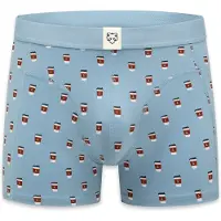 Adam Boxershorts 'Take Away Coffee' ljusblå / rostbrun / svart / vit