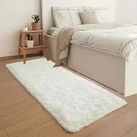 Lodestar Mjuk och fluffig långhårig matta, lättskött och maskintvättbar matta för vardagsrummets soffa, sängkantmatta för sovrummet, heminredning 60x90cm 24x36inch ren vit färg
