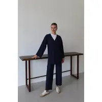 Turkishsouq Skrynklig Textured Kimono Kostym Marinblå