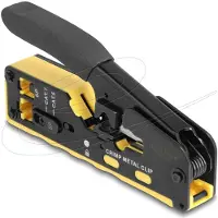 DeLOCK - Hopfalsningsverktyg - för 6P/8P RJ45/RJ11-kontakter kat. 5/6/7 med klippare och avmantlare - svart, gul