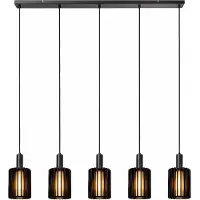 Lucide Glas pendellampa Lambres, dimbar, Svart, Vardagsrum / matsal, Glas, Pendellampa