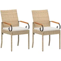 vidaXL Trädgårdsstolar 2 pcs Beige och krämvit Poly Rattan och Akacia