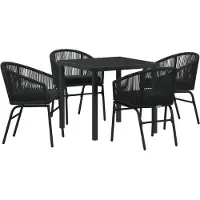 vidaXL Trädgårdsmöbelset 5 pcs Svart Poly rattan