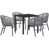 vidaXL Trädgårdsmöbelset 5 pcs Antracit Pulverlackerat stål