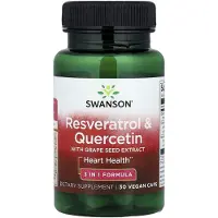 Swanson Health , Resveratrol & Quercetin med Grapefruktextrakt, 30 Veggie Kapslar