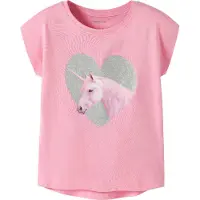 Name it T-shirt - NmfVotia - Rosa Dryck/Glitter Unicorn - - 4 år (104) - T-shirt
