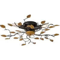 QAZQA Vintage taklampa svart med guld 50 cm 3-ljus - Foglie