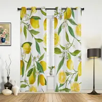 Household supplies MH Frukt Citron Gul Vita Gardiner för Sovrum Vardagsrum Draperier Kök Barnrum Fönstergardin Modern Heminredning 135W x 60H(cm) x1 yellow