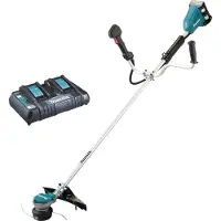 Makita DUR368APT2, 2-i-1 röjsåg och grästrimmer, 35 cm, Blad och nylonlina, U-format handtag, 6500 RPM, Grön