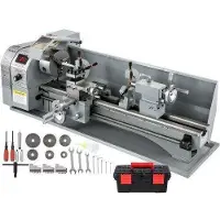 Vevor 1100W Mini Metallsvarv 220MMx750MM Metallsvarv med variabel hastighet RPM Metallfräsmaskin Digital fräsning Metallsvarv med 3-käks chuck, MK5 spindelkona, MK2 dubbdockskona