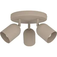 Eglo Takspotlight Tilston, beige, Ø 25 cm, 3 lampor, stål dimbar, Creme / bärnsten, Vardagsrum / matsal, Metall, Downlights