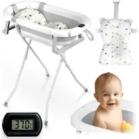Ricokids Fällbar barnvagn för nyfödda RK-287, vit/grå, inbyggd termometer