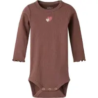 Name it Body l/ä - Rib - NbfHanilia - Rödbrun - - 62 - Body L/Ä