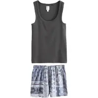 Next Kort pyjamas duvblå / antracit / aubergine / vit