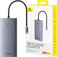 Baseus Hub 13in1 PortalJoy USB-C till HDMI+DP+VGA+C+USB+PD+RJ45+SD/TF+3,5mm (grå)