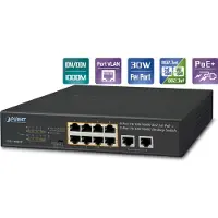 Planet GSD-1008HP - Switch - ohanterad - 10 x 10/100/1000 (8 PoE+) - skrivbordsmodell, rackmonterbar - PoE+ (120 W)