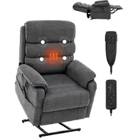 Vevor Power Lift-fåtölj, lyftstol med värme och massage för äldre, dubbelmotorisk fåtölj med 2 fallskyddsrep, steglös positionsjustering elektrisk fåtölj (medium, mörkgrå)