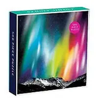 Galison Cosmic Lights 500 Piece Jigsaw Puzzle fr familjer och vuxna yttre rymdfamiljpussel med Rainbow Aurora och bergsbakgrund