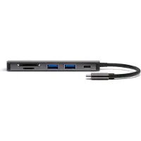 4smarts DeX 6-i-1 USB-C Hub/Dock för MacBook/laptop/Smartphone - Grå