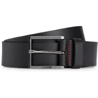 HUGO Leather belt with engraved-logo buckle