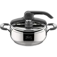 Lagostina 8900524576, 3,5 l, Keramiska, gas, halogen, Induktion, Gjutjärnsplattor, Rostfritt stål, 22 cm, Svart, 2 personer