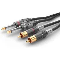 Sommer cable HBA-62C2-0150 Teleplugg / RCA Audio Anslutningskabel [2x Teleplugg: 6,3 mm (mono) - 2x RCA-hane] 1.50 m Svart