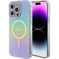 GUESS IML Iridescent MagSafe-fodral för iPhone 15 Pro - turkos