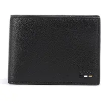 BOSS Grained folding wallet with signature-stripe trim