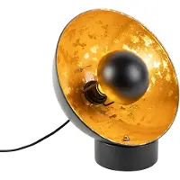 QAZQA Industriell bordslampa svart med guldinredning - Magna Eglip