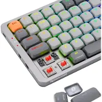 Redragon K652GG-RGB-PRO Azure, Kabel & Trådlös, USB + RF Wireless + Bluetooth, Mekaniska tangentbrytare, Grå
