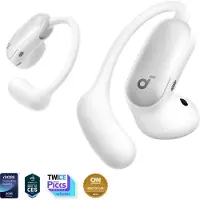 Anker Soundcore AeroFit 2 Pro - True wireless-hörlurar med mikrofon - öppet öra - montering över örat - Bluetooth - aktiv brusradering - blankvit