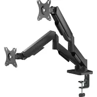 Deltaco - Monteringssats (dubbelt bildskärmsfäste) - för platt panel - mechanical spring, 9kg - svart - skärmstorlek: 17-32 - disk-monteringsbar