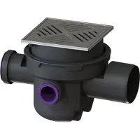 Lauridsen Handel-Import A/S Drehfix 110/75/50 mm vandret kælderafløb med lukke t/gråt