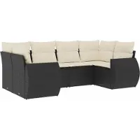 vidaXL Loungegrupp med dynor 6 delar svart konstrotting