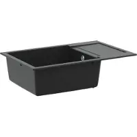 vidaXL Diskho Svart 780 x 500 mm 80% Kvarts och 20% Resin