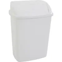 V-Part Papperskorg, , vit, plast, 26 l, med svängbart lock, förberedd för väggmontering