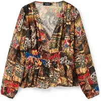 Desigual Blus 'TAPESTRY-A' mörkblå / brun / mörkbrun / roströd