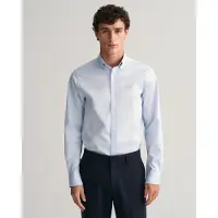 Gant för män. 3000102 Blå poplinskjorta med smal passform (3XL), Casual, Bomull, Klassisk, Lång ärm
